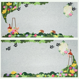 春日系列绿意盎然春姑娘小清新文化主题墙黑板报大背景环创材料