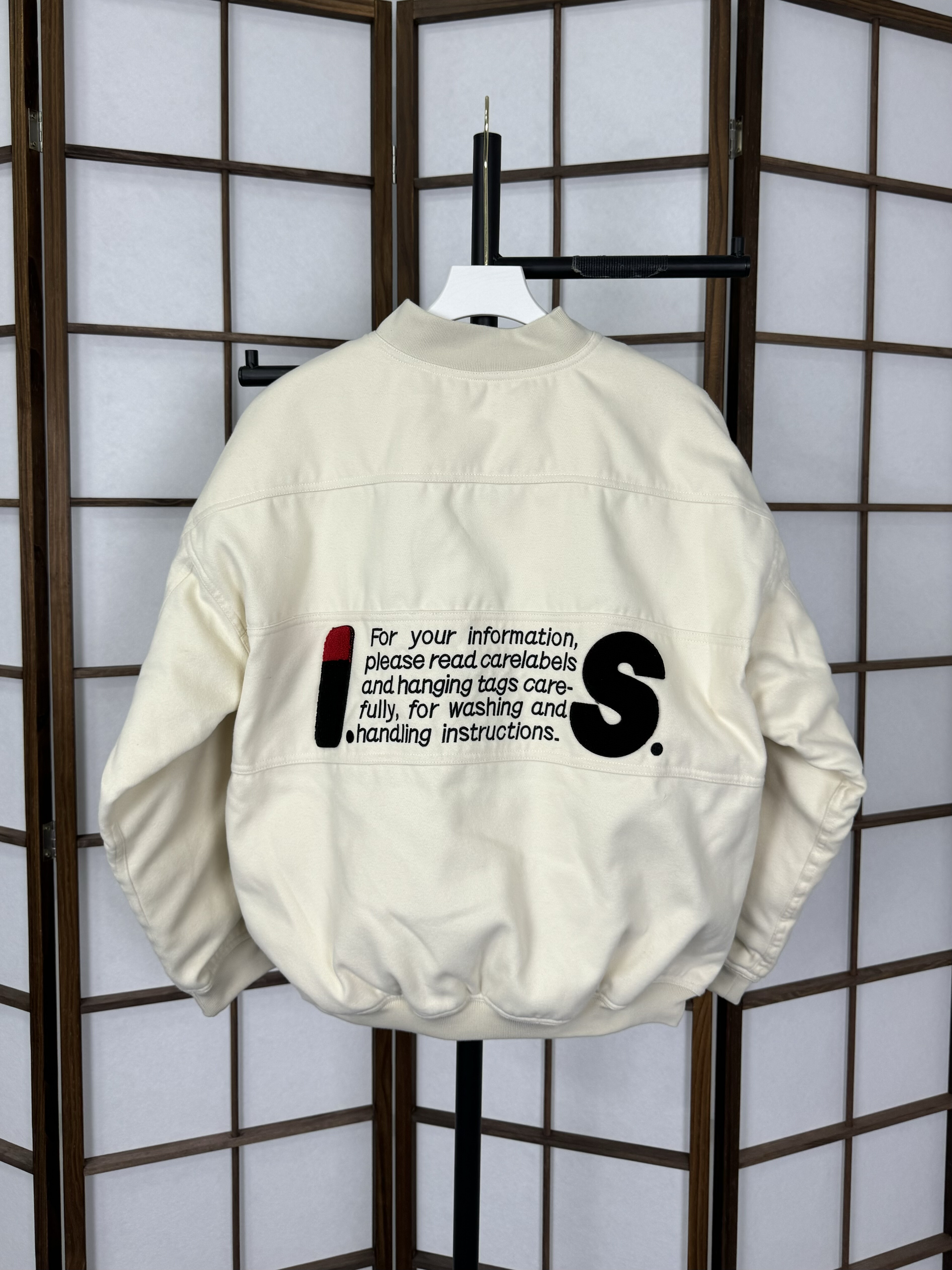 三宅米白色飞行夹克外套棉服