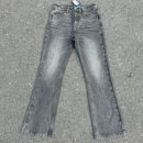 大理石517黑灰色水洗日产定制面料复古微喇牛仔裤 cleanfit长裤