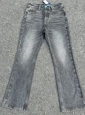 大理石517黑灰色水洗日产定制面料复古微喇牛仔裤cleanfit长裤