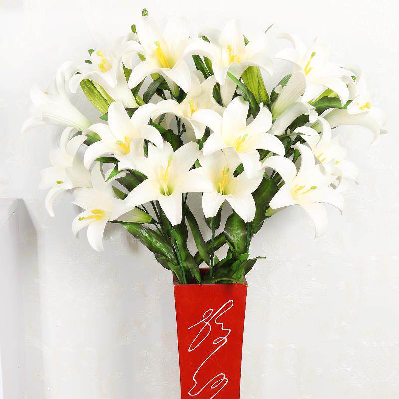 客厅假花真花假话塑料花花束塑胶花大朵束人造花插花百合花落地