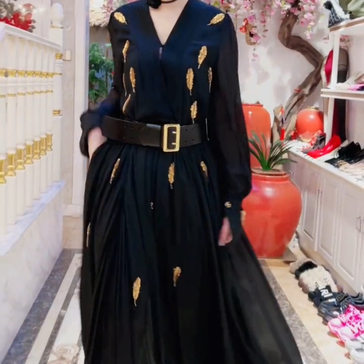 奢华气质高腰显瘦连衣裙女2024春季新款长款礼服长裙