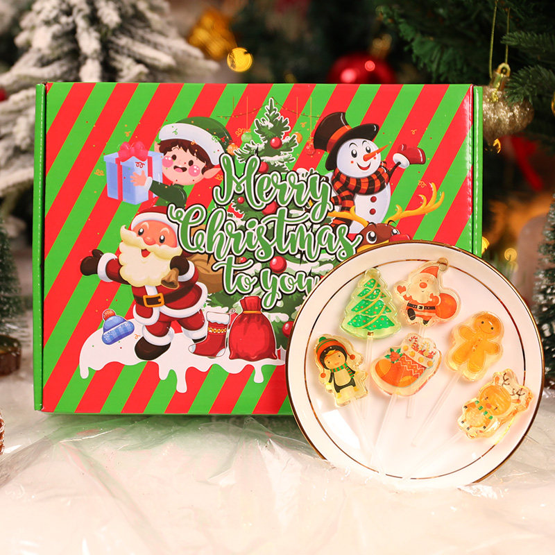 圣诞节糖果礼盒装圣诞老人可爱卡通棒棒糖平安夜送儿童礼物小零食