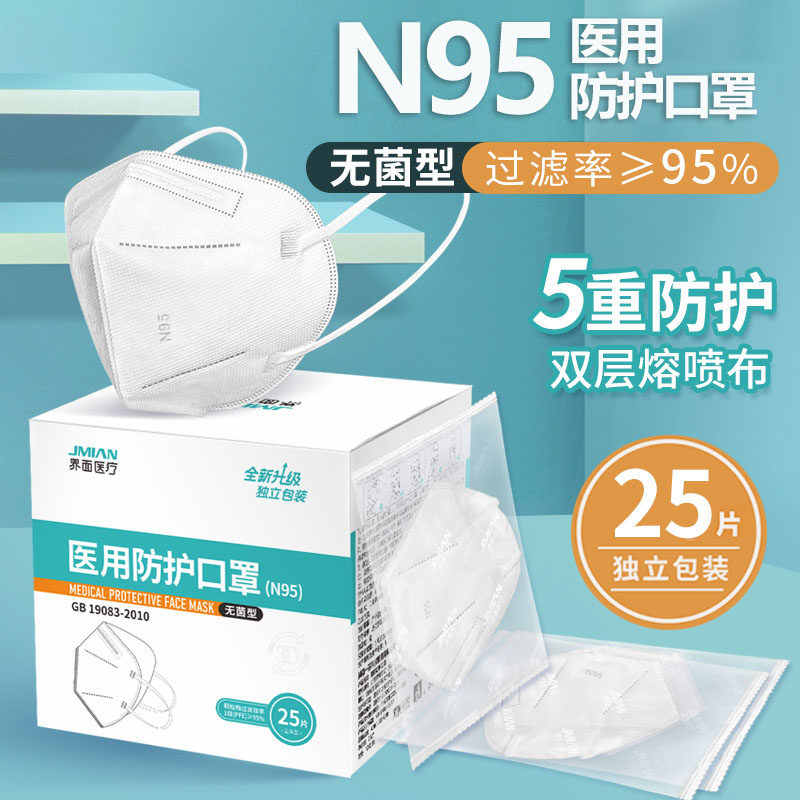 界面n95型医用防护口罩一次性医护用医疗级别立体囗罩官方正品rzy