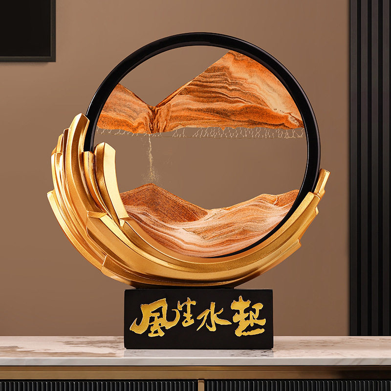 贝汉美风生水起流沙画摆件新中式装饰摆件
