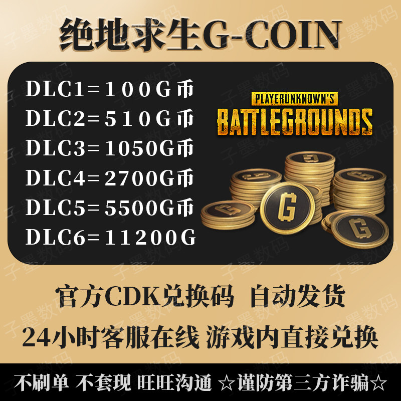 PUBGG币绝地求生皮肤官方G-coin金币游戏币游戏内直充值点券金币兑换码CDK 国区国际服全球区通用官网 自动发怎么样,好用不?