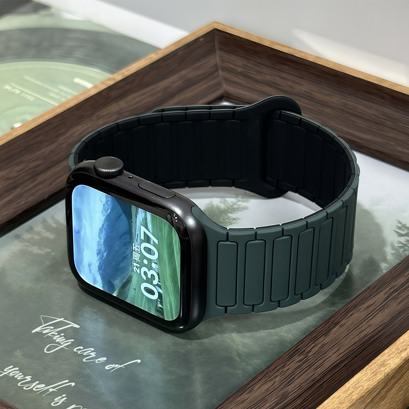 适用applewatch表带iwatch10苹果S10手表S9山川墨绿S8硅胶s7磁吸9运动8腕带7高级感ultra女watchs男series6/5