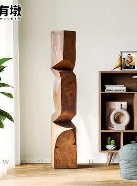 木雕落地摆件实木墩子