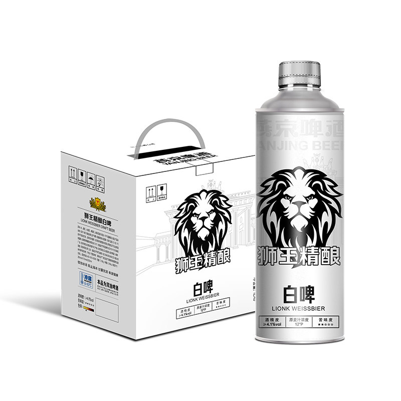 燕京狮王精酿12度德式白啤1l*6瓶装燕京啤酒