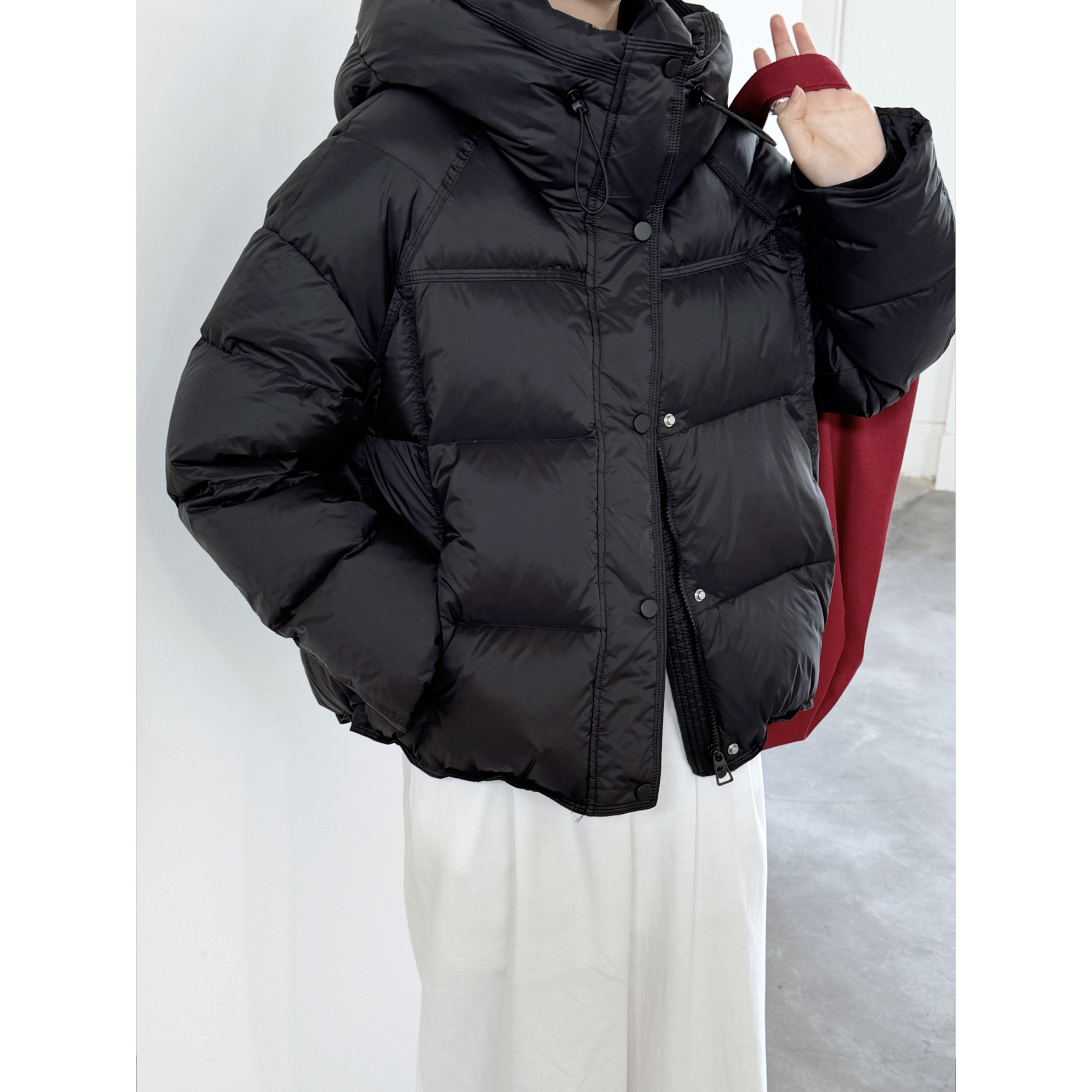 2025年新款泡芙款减龄韩系连帽白鸭绒羽绒服女加厚极寒款