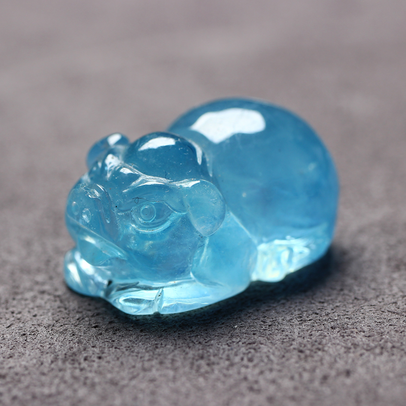 蓝色水晶海蓝宝石小猪吊坠男女款
