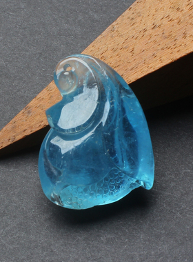 天然海蓝宝冰种兰花吊坠