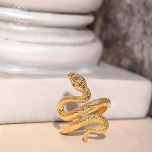 艾西珠宝18k金蛇戒指女小众设计高级感食指黄金轻奢精致时尚个性