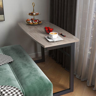 雅美乐沙发边几简约北欧客厅阳台铁艺小茶几桌卧室床边桌橡木色