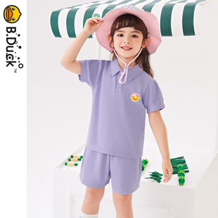 正品b.duck小黄鸭童装女童时髦套装洋气夏装衣服网红炸街in