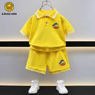 小黄鸭童装男童夏装Polo衫套装2024新款儿童短袖男宝宝夏季时髦