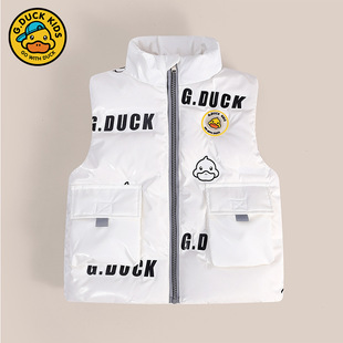 小黄鸭童装男童女童三防免洗羽绒马甲秋冬宝宝保暖外穿儿童马夹潮