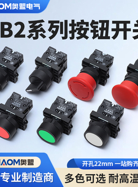 XB2塑壳按钮开关旋钮急停自锁圆形ZB2蘑菇头点动自复位单边平钮