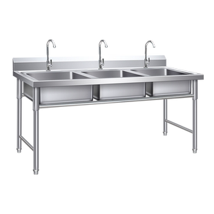 不锈钢水槽单双槽三水池洗菜盆消毒洗碗池商用厨房饭店家用带支架