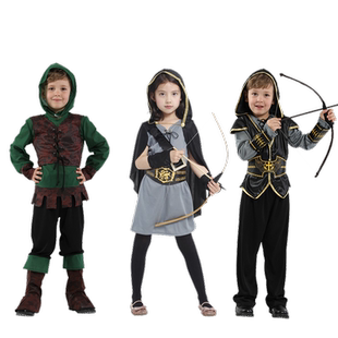万圣节儿童服装 演出表演舞会派对服饰cos森林小猎人弓箭手小侠客
