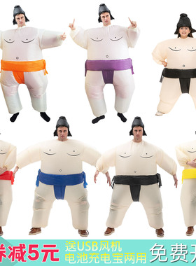 抖音同款搞笑卡通人偶万圣节服装成人儿童充气相扑力士大胖子衣服
