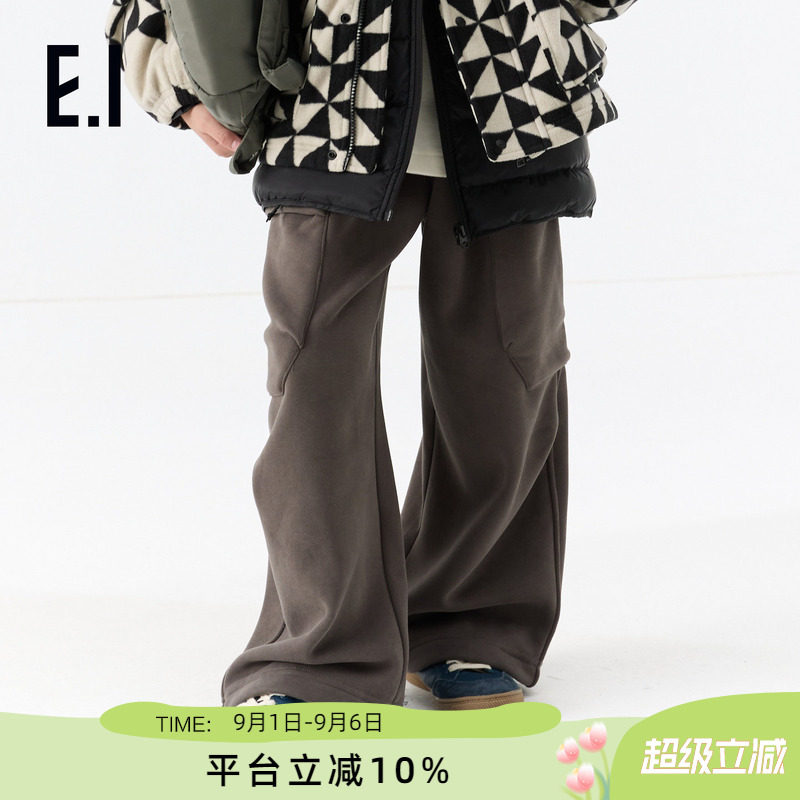 ei童装男童加绒保暖裤子阔腿裤图片