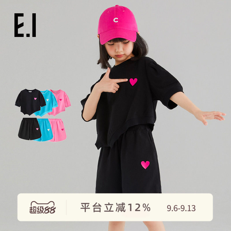 ei童装女童套装短袖T恤亲子装图片