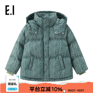 男童連帽羽絨服冬裝 高充絨 ei童裝 復古老花面包服 新款