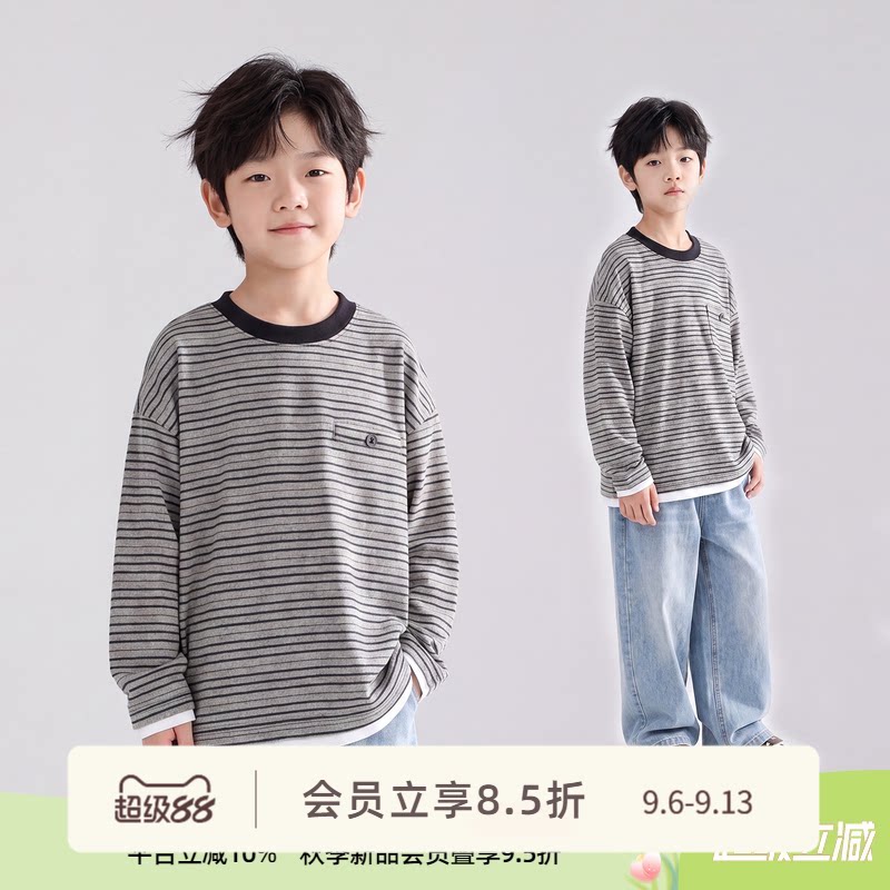 ei童装儿童条纹长袖T恤图片