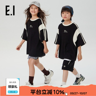 ei童裝 男女童T恤套裝 運(yùn)動(dòng) 夏裝 新款 套裝 經(jīng)典 兒童運(yùn)動(dòng)短袖
