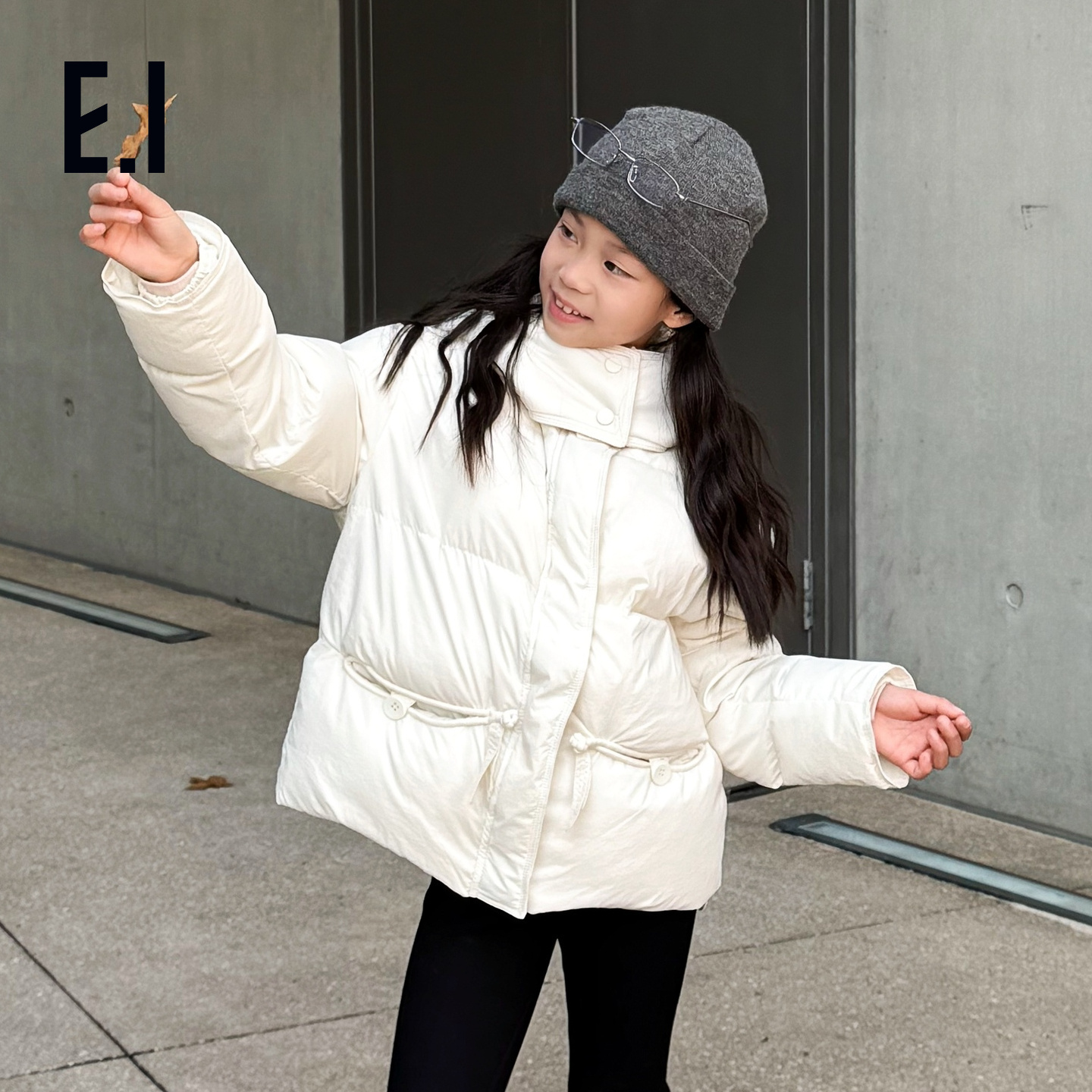 ei童装女童新中式保暖羽绒服2025冬装新款中大童短款软糯舒适外套