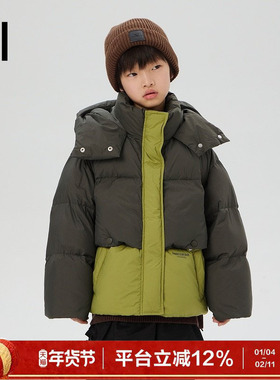 【高充绒】ei童装儿童连帽款羽绒服冬装新款撞色拼接保暖亲子装