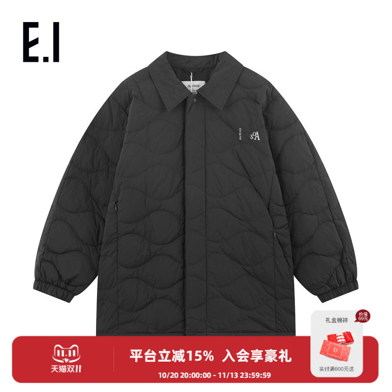 ei童装儿童轻薄款羽绒服冬装新款男女童中长款寸衫翻领保暖外套