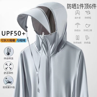 UPF50+泉州防晒衣女夏季男士凉感冰丝轻薄款电动车钓鱼佬防晒服