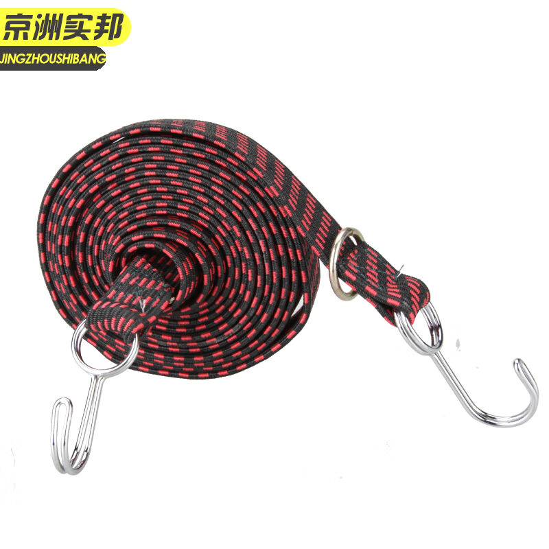 京洲实邦自行车拉货固定弹力捆绑绳平板车后备箱扎绑带4m红黑2条J