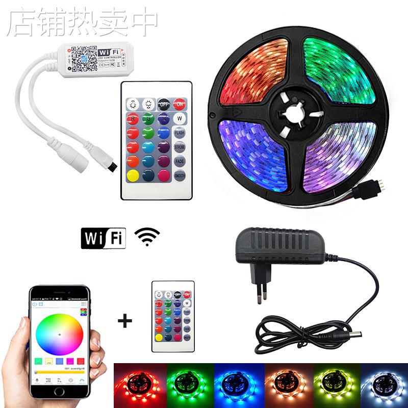 5050黑板RGB灯条套装10米WIFI+24key遥控 音乐声控灯条套装