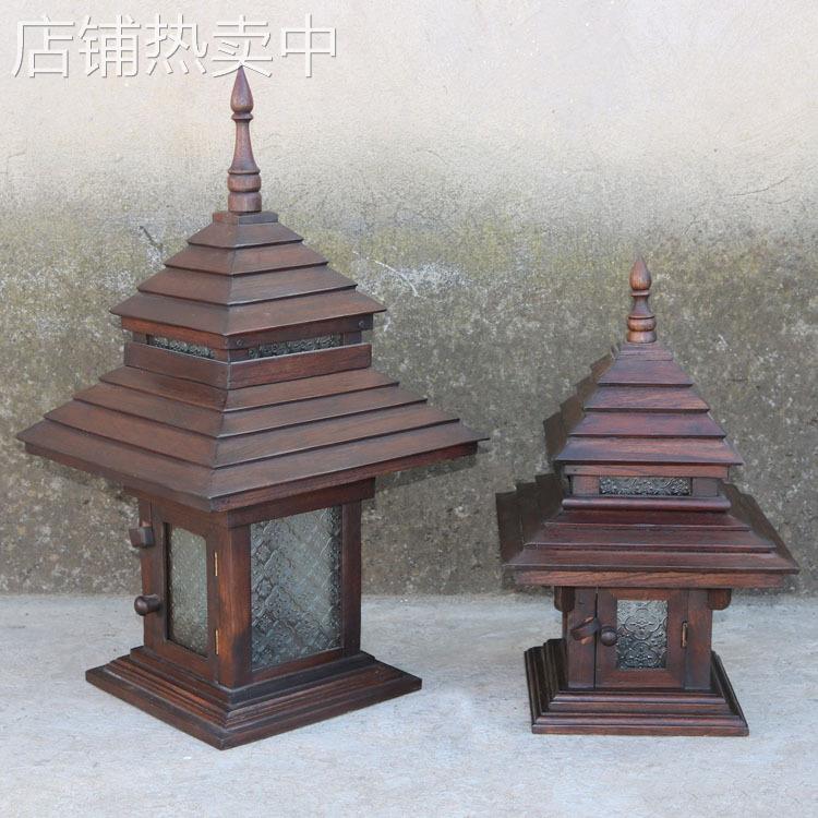 泰国实木灯具 东南亚风格复古户外花园灯柱头灯景观庭院灯