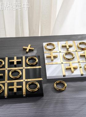 北欧轻奢象棋大理石专用摆件高级感装饰品创意家居金属装饰工艺品