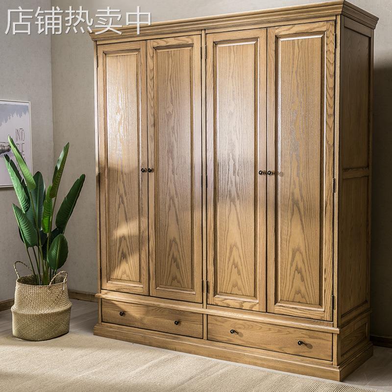 美式实木衣柜全实木欧式组合衣橱现代卧室整体大衣柜定制实木衣柜