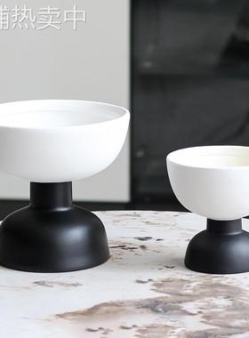 北欧风摆件水果盘糖果盘创意圆形高脚零食盘样板房客厅托盘装饰品