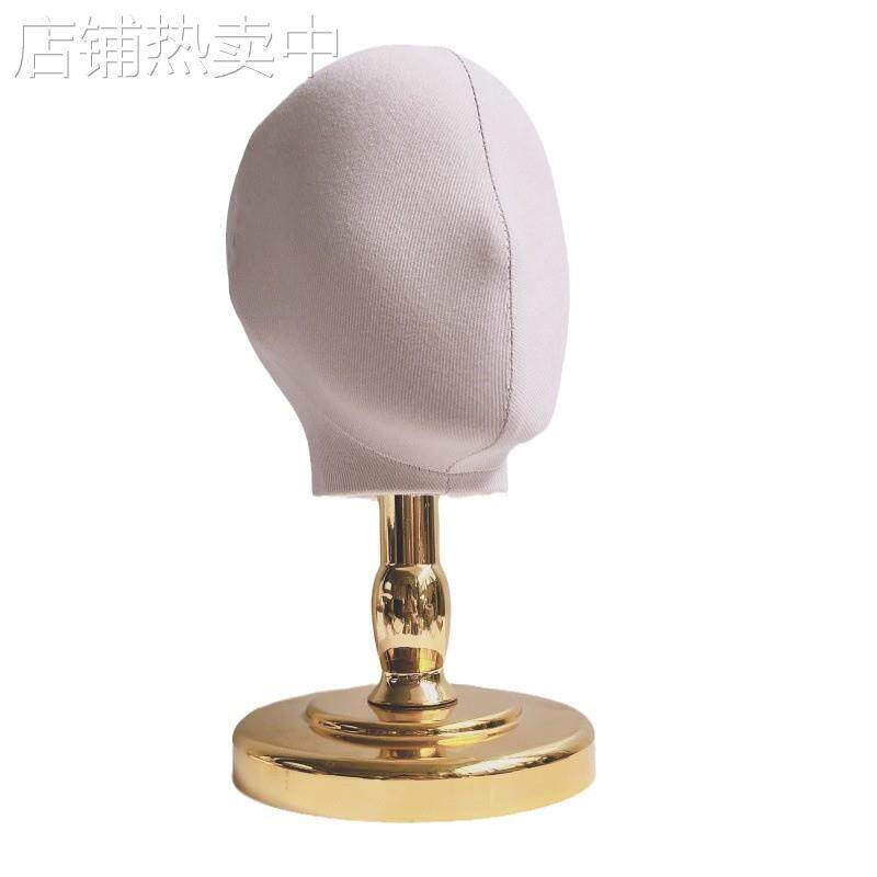 新款创意米色包布头模帽架与金色，银色底座可拆装帽托帽子展示架