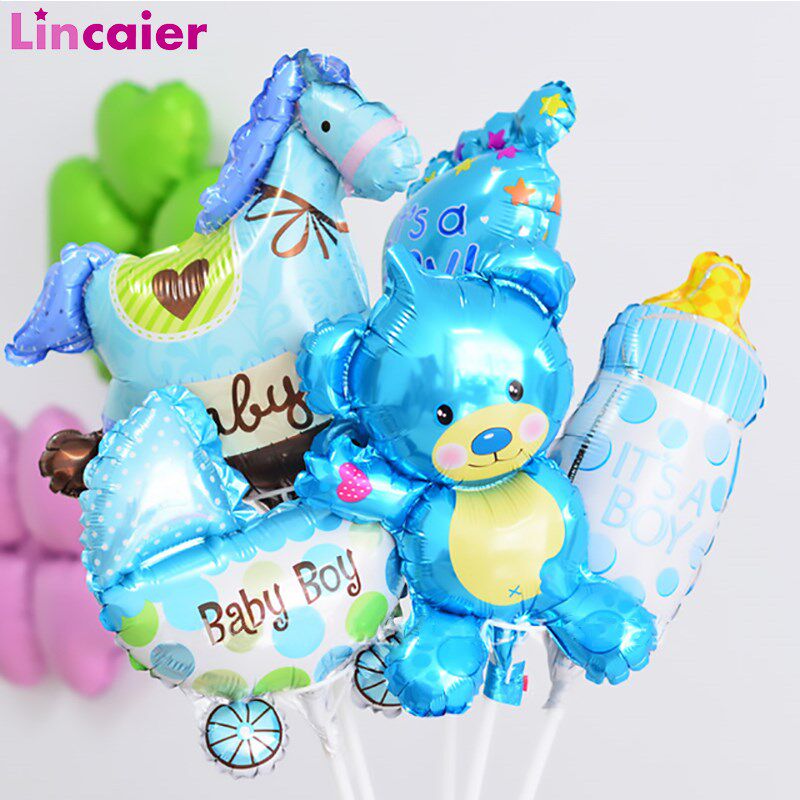 5pcs mini cute baby shower foil balloons babyshower boy gir