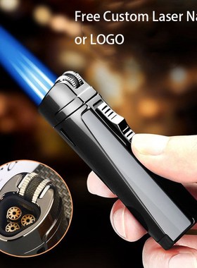 Metal Gas Lighter Jet Butane Grinding Wheel Three Torch Tur