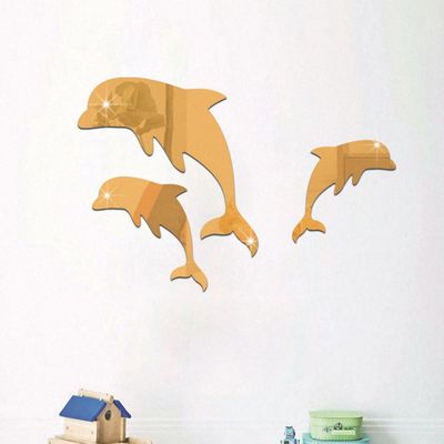 3pcs/set Smooth Dolphin Mirror Stickers Acrylic 3D Wall Sti
