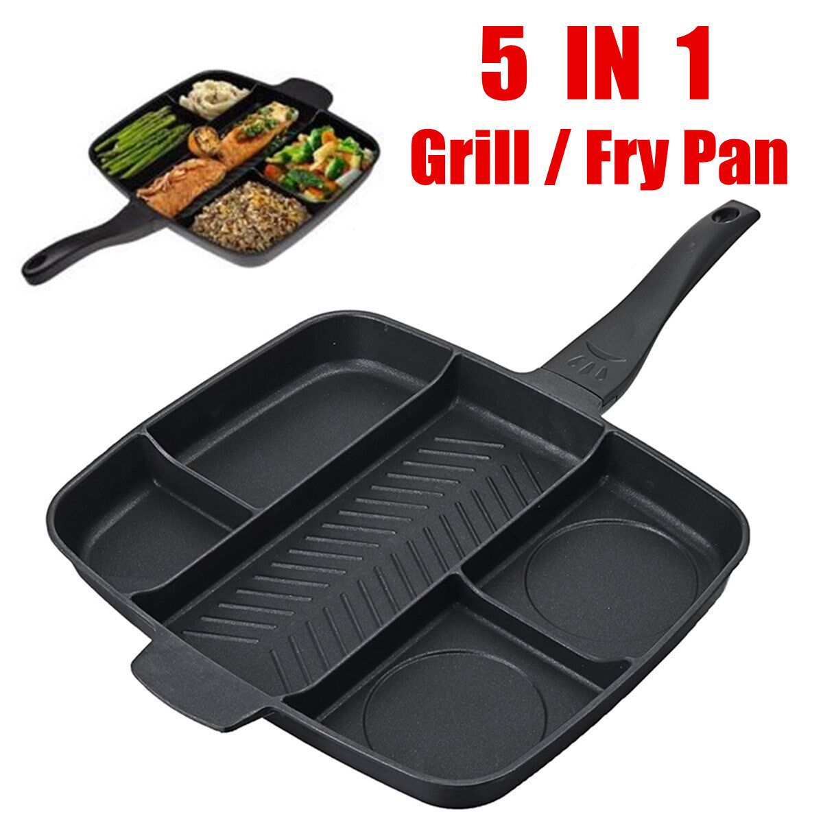 5 in 1 multifunction non-stick divided grill frying pan cook