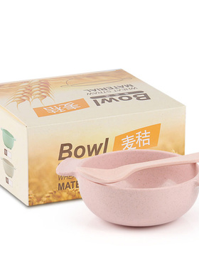 Wheat Straw Baby Feeding Bowl Spoon Set Fruit Plate Tablewar