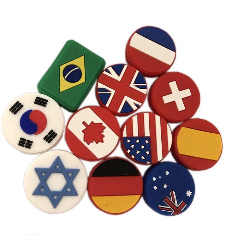 5pcs retail multi national flag tennis vibration dampeners d