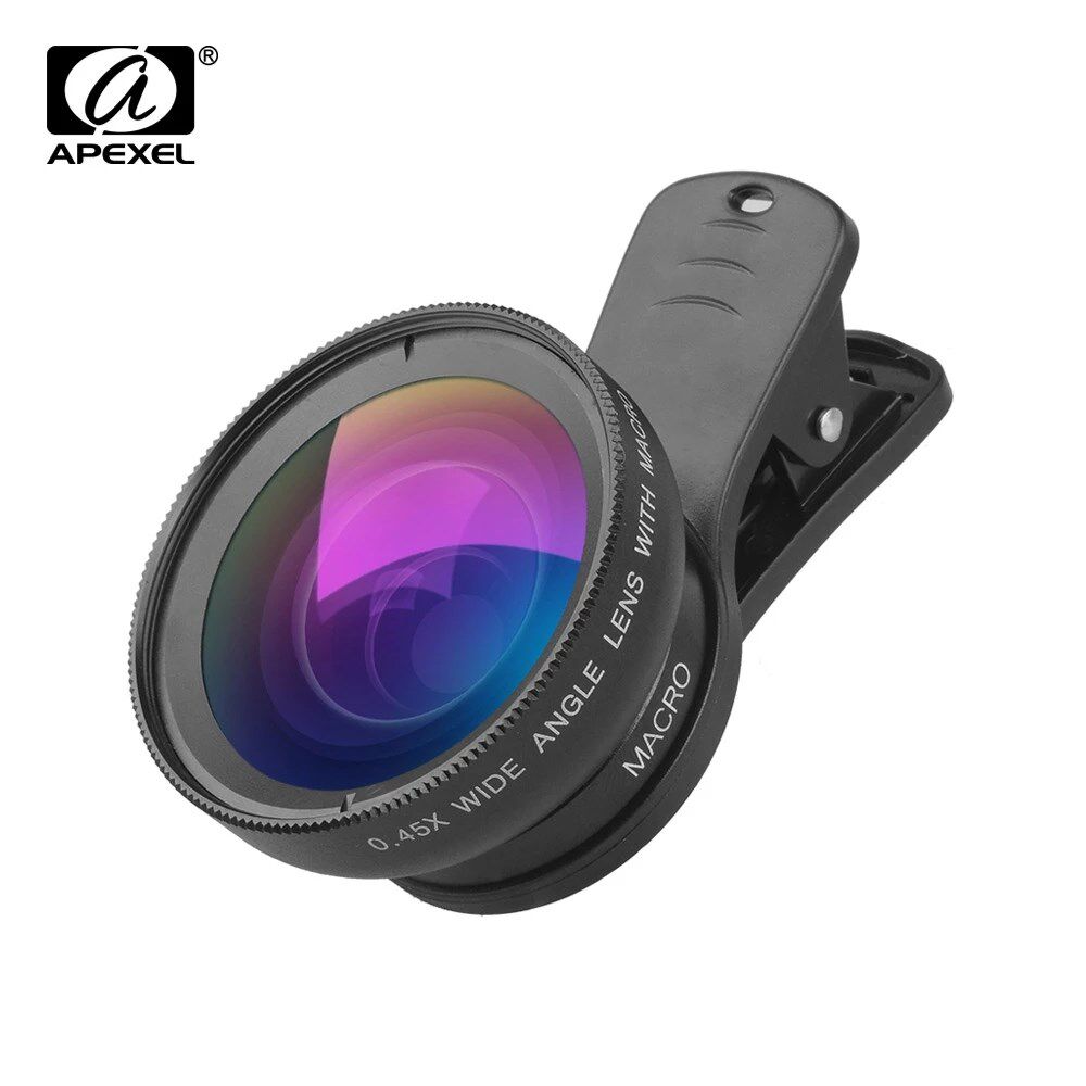 apexel hd 0.45x super wide angle lens 12.5x super macro len