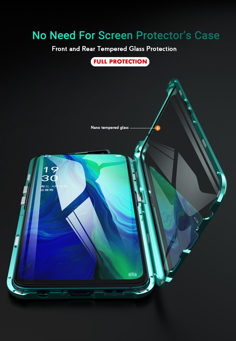 double sided glass magnetic case for oppo reno 10x zoom z 2