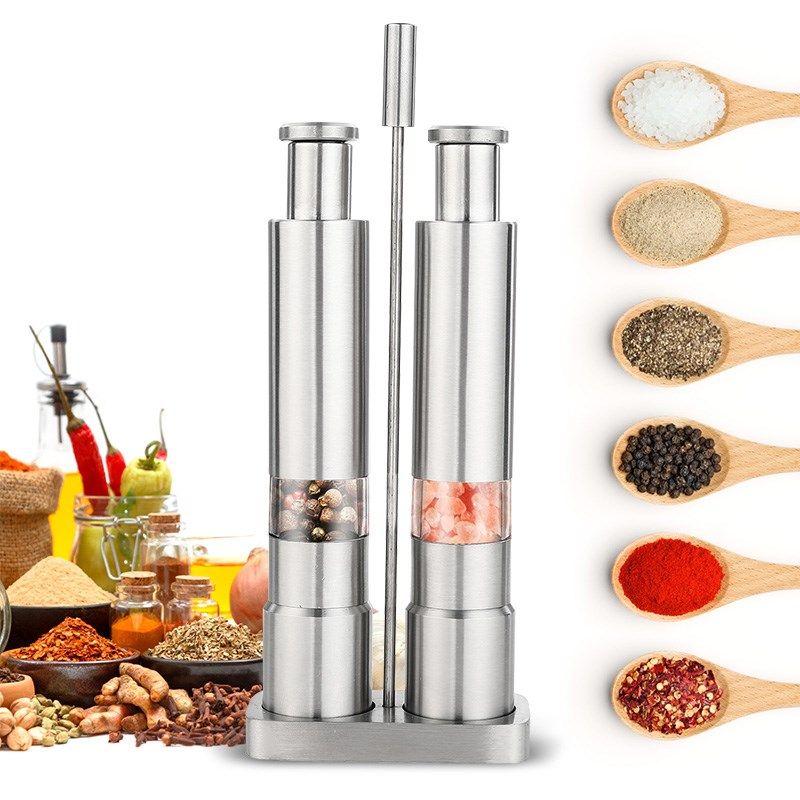 manual salt and pepper grinder set thumb push pepper mill st